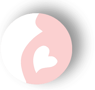 Ein rundes Logo in Rosa und Weiss, das einen schwangeren Bauch mit Herz zeigt.